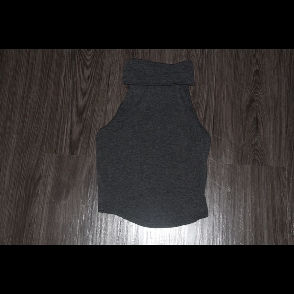 Trendy Crop Top Turtle Neck in Grey - Picture 1 of 1